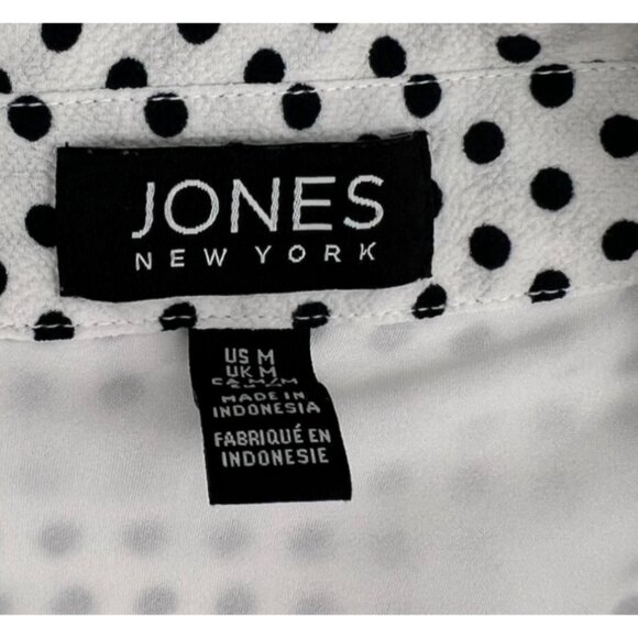 Jones New York Womens Black & White Polka Dot Button-Up Blouse Size M - Picture 2 of 5